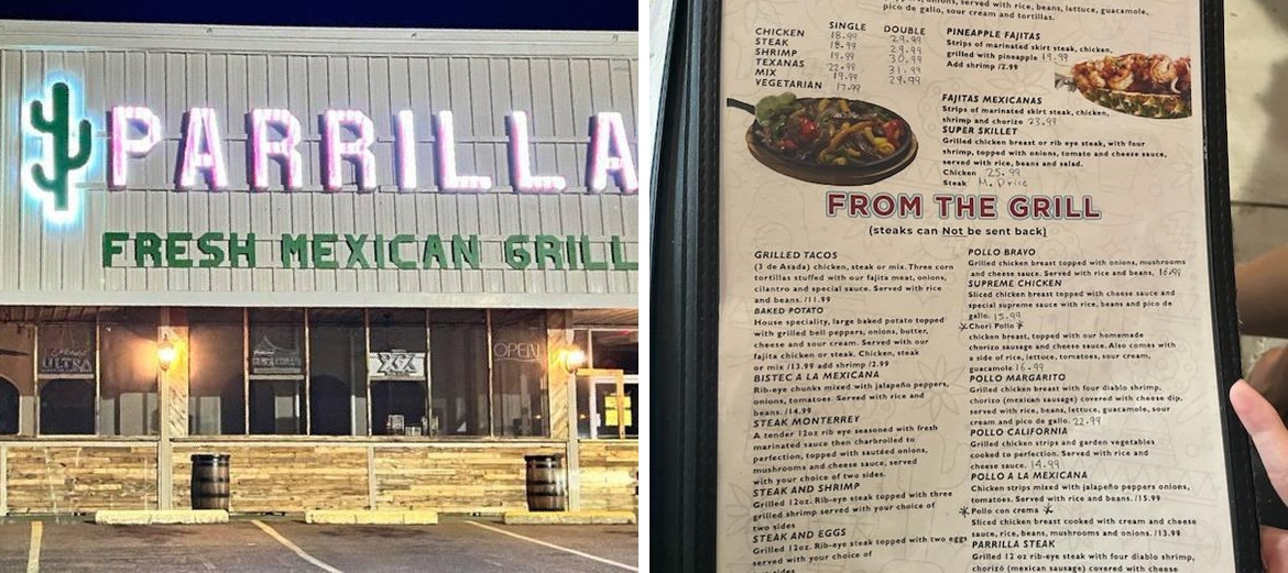 Parilla restaurant LLC Menu